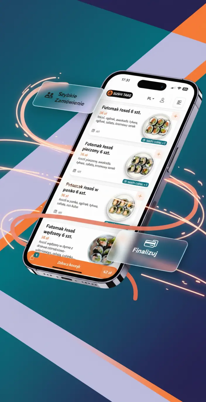 Strona zamówień its order na smartfonie – menu restauracji Sushi Take